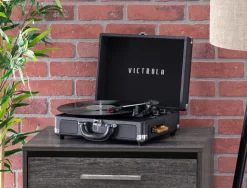 Victrola Journey+ Vinyl Suitcase Record Player with Cassette (Black)