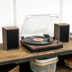 Victrola Montauk Bluetooth Turntable System with Speakers (Natural Wood)
