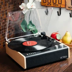 Victrola The Eastwood Hybrid Turntable - Speakers (Black/Brown)